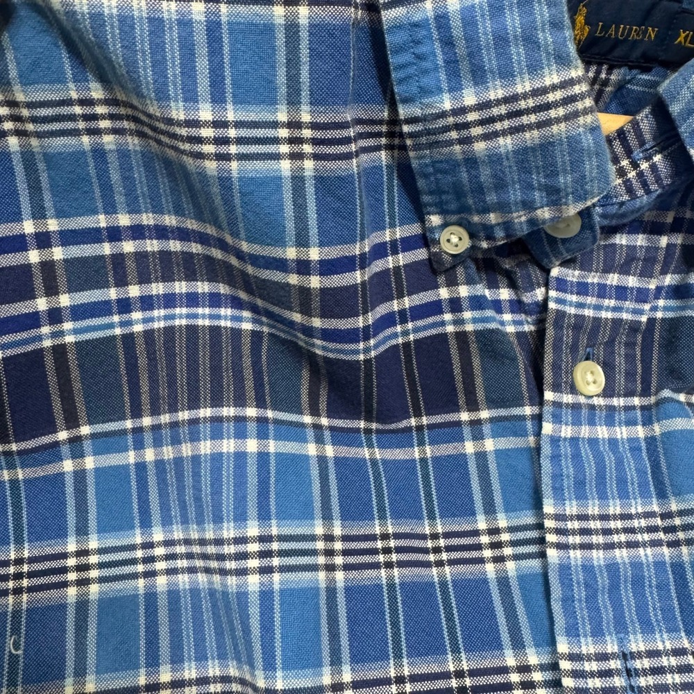 Ralph Lauren Mens XL Blue‎ Plaid Short Sleeve Button Down Shirt - Picture 5 of 6